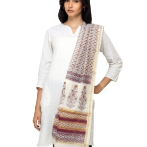 Fabindia Women Printed Off White Dupatta