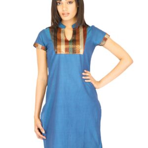 Vishudh Women Cotton Silk Blue Kurtas