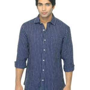 Arrow Sport Men Striped Navy Blue Shirt