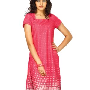 W Women V Neck Short Sleeve Pink Kurta