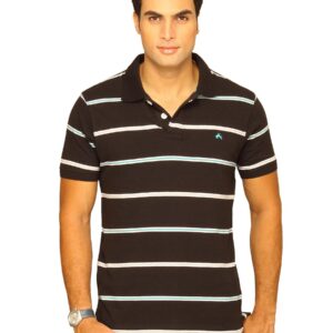 Wrangler Men's Bullrider Striper Polo Black T-shirt