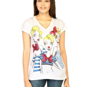 United Colors of Benetton Women Printed White Tops