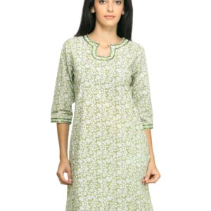 Mother Earth Women Printed Green Kurta