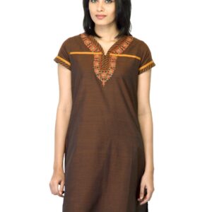 Mother Earth Women Dark Brown Kurta