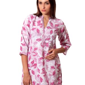 Aneri Women Pink & White Kurta