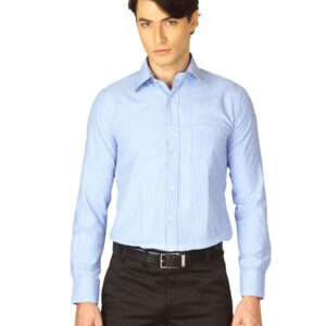 Mark Taylor Men Blue Striped Shirt