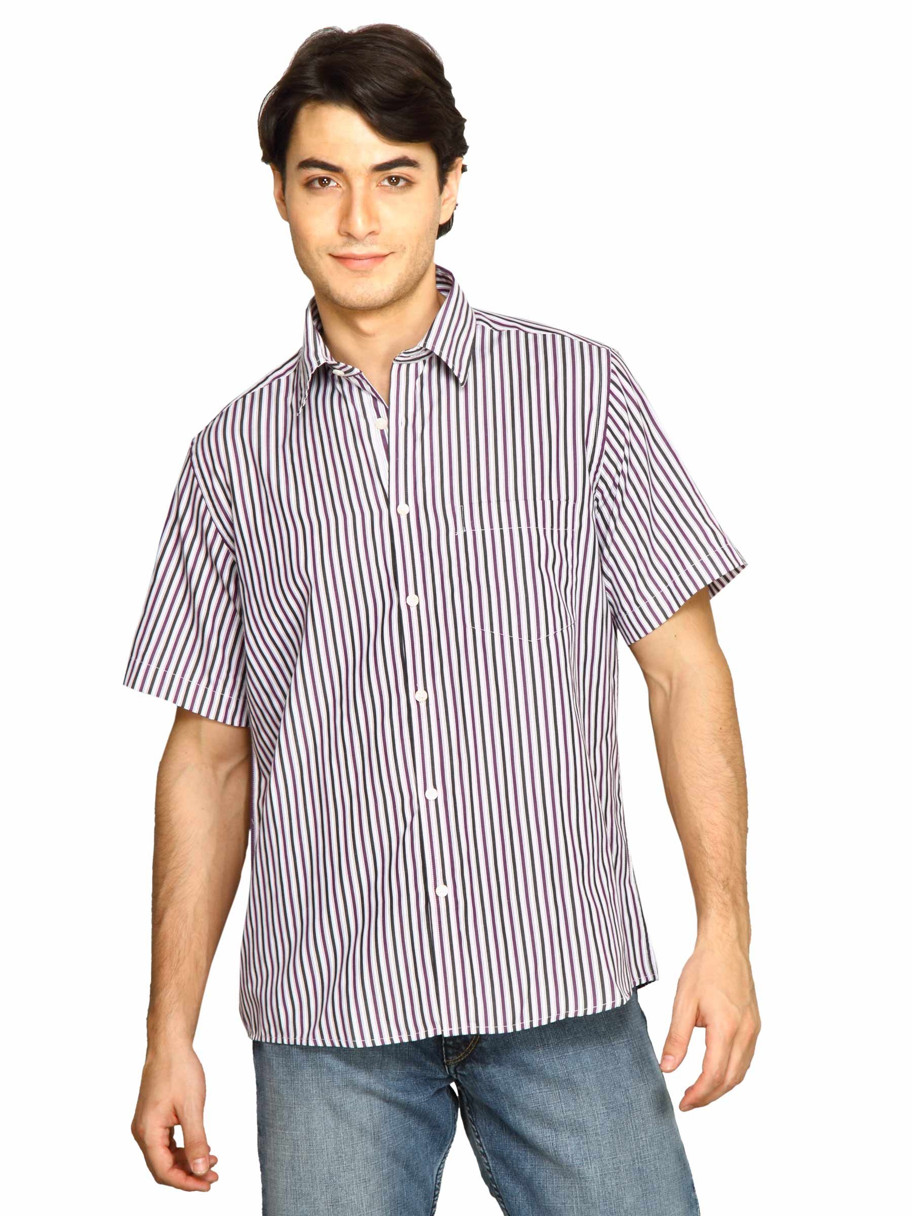 Indigo Nation Men Stripes Purple Shirts