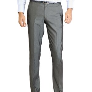 Peter England Men Solid Charcoal Trouser