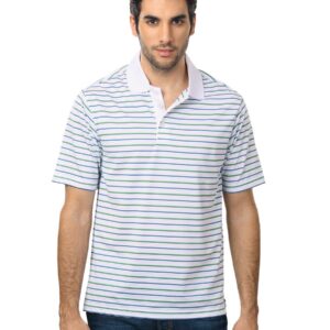 ADIDAS Men White Striped Polo T-shirt