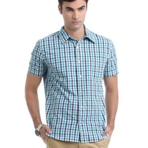 Myntra Men Blue and White Check Shirt