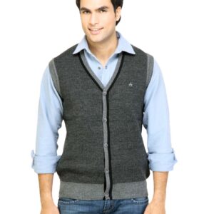 Arrow Sport Men Solid Grey Sweaters