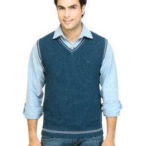 Arrow Sport Men Solid Blue Sweater