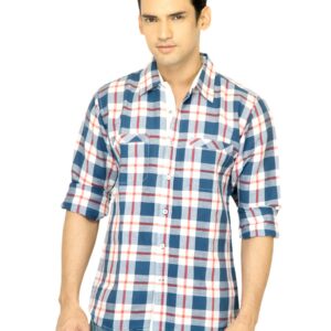 United Colors of Benetton Men Check Blue Shirt