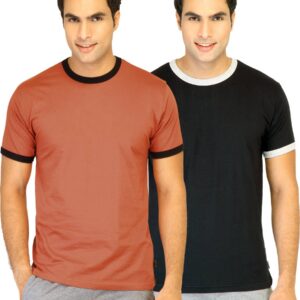 Hanes Men Pack of 2 Half Contrast Piping Ringer T-shirts