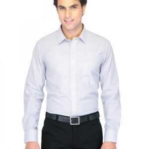 Mark Taylor Men White Blue Striped Shirts