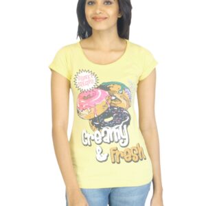Flying Machine Women Printed Yellow T-shirt