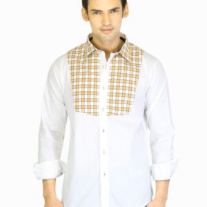 Probase Men White Check Shirt