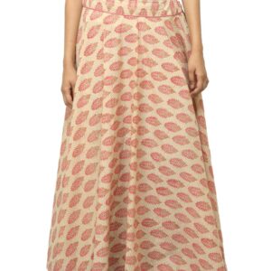 Fabindia Women Printed Beige Ghera Skirt