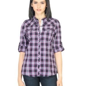Wrangler Women Yoke Purple Shirt