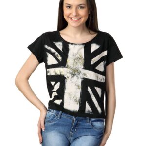 Flying Machine Women Black T-shirt