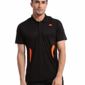 ADIDAS Men Black Polo T-shirt