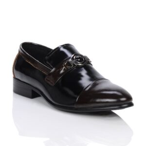 Homme Men Black & Brown Semi Formal Shoes