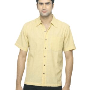 Fabindia Men Striped Yellow Shirt