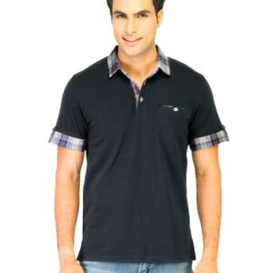 United Colors of Benetton Men Solid Navy Blue Polo T-shirts