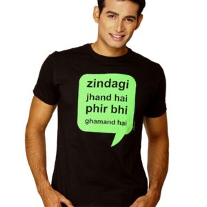 Ediots Men's Zindagi Jhand Hai Black T-shirt