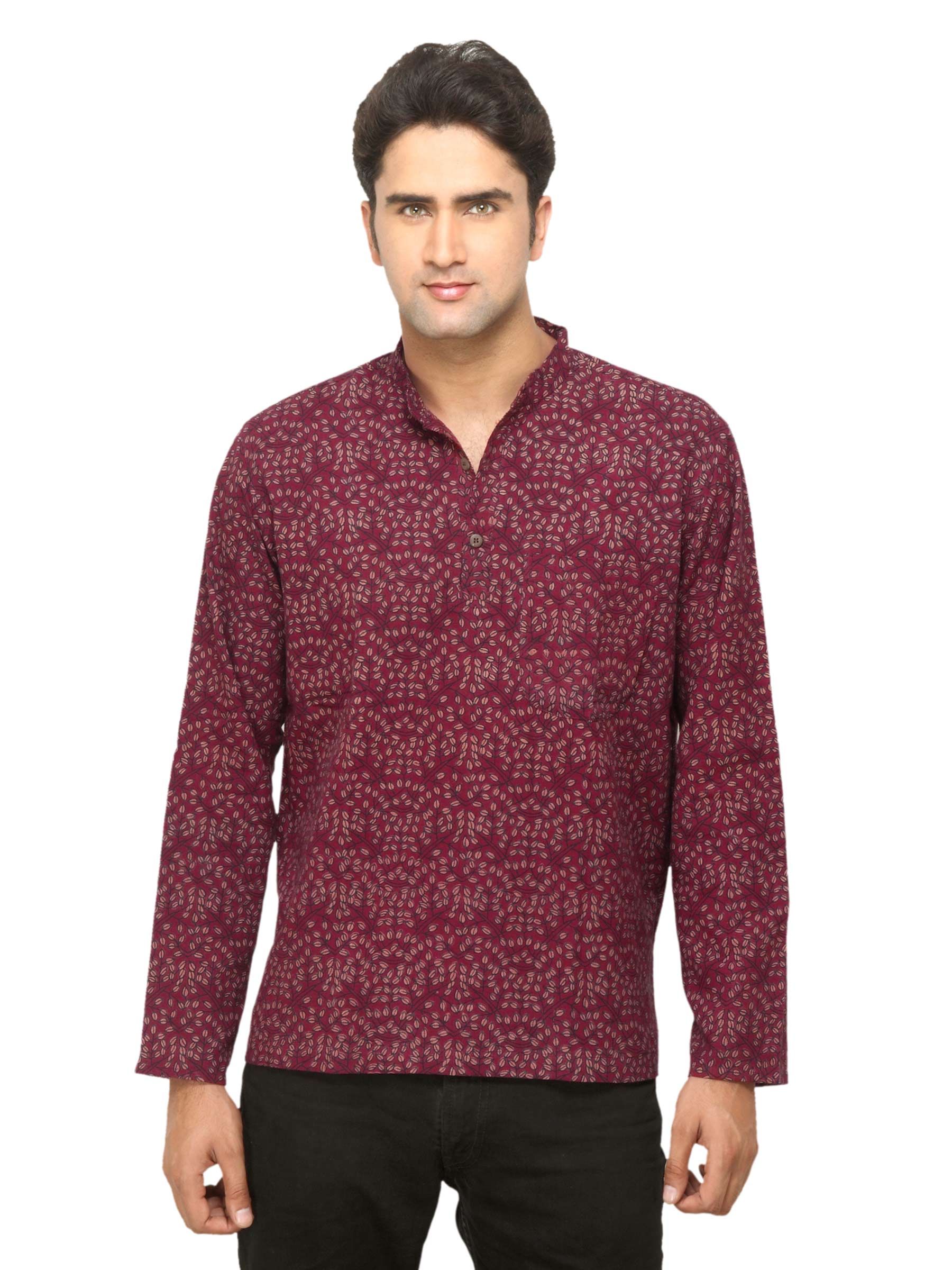 Fabindia Men Maroon Ajrak Printed Kurti