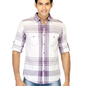 Spykar Men Check White Shirts