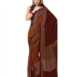 Prafful Mustard & Maroon Sari