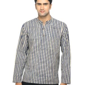 Fabindia Men Printed Blue Kurta