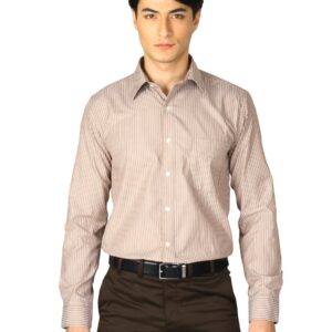 Mark Taylor Men Brown Striped Shirt