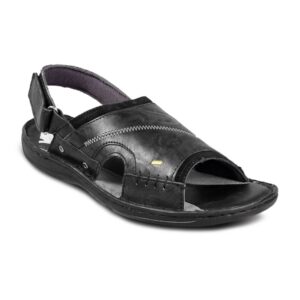 iD Men Casual Leather/Felt Charcoal Sandal