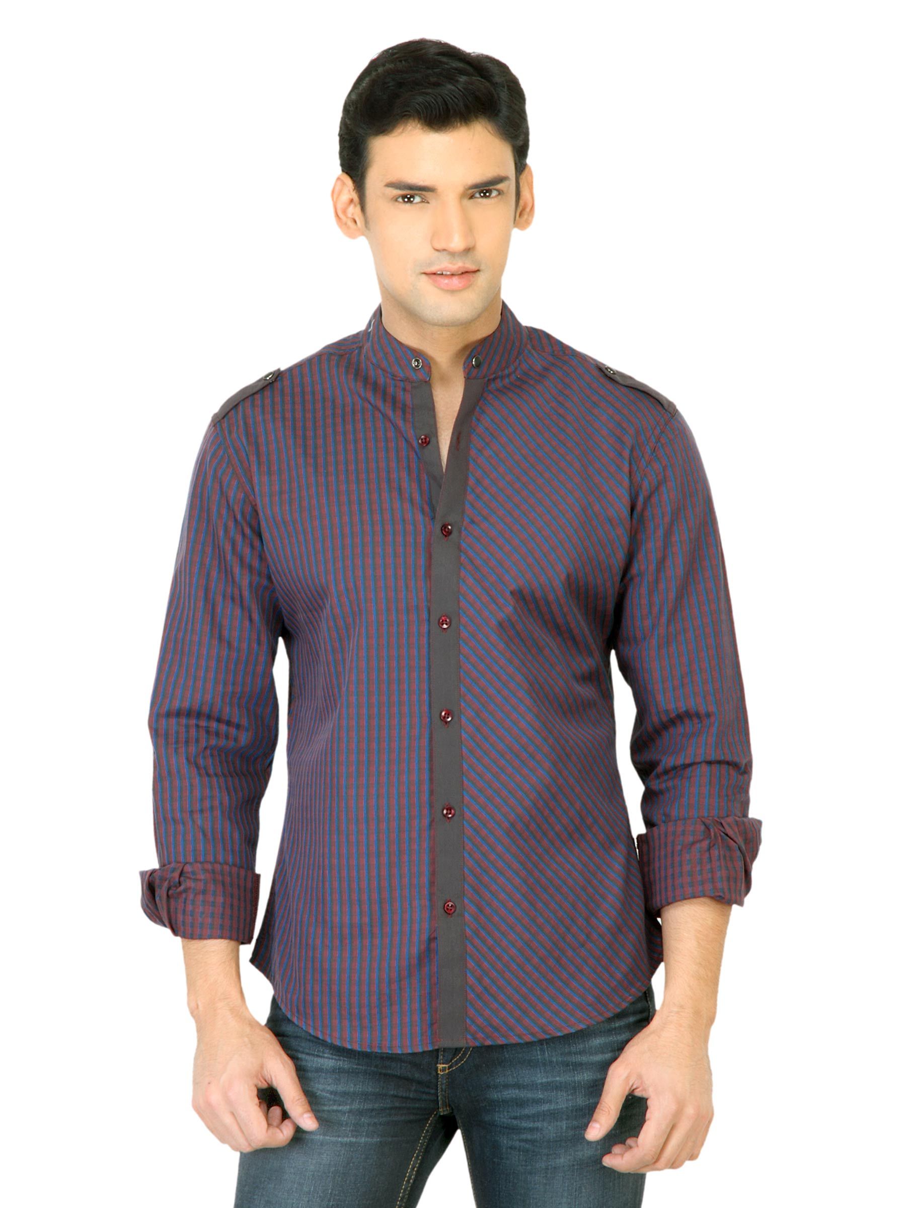 John Players Men Check Blue Shirt