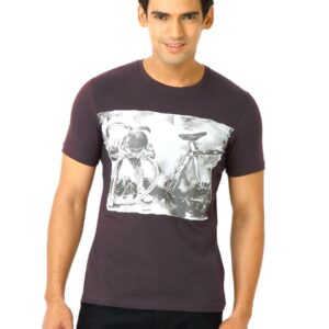United Colors of Benetton Men Printed Purple Tshirts
