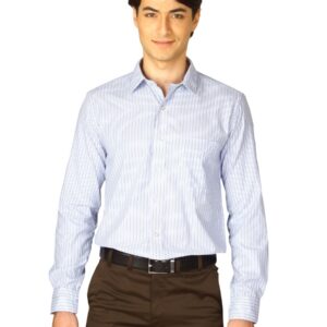 Mark Taylor Men White Striped Shirt