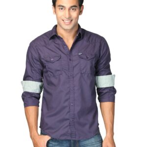 Locomotive Men Solid Poplin Laidley Purple Shirts