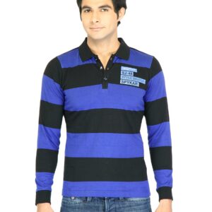 Spykar Men Stripes Blue Tshirt