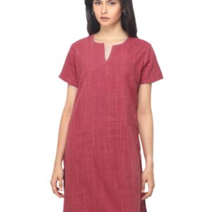 Fabindia Women Red Khadi Bijli Kurta
