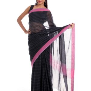 Fabindia Black Striped Saree