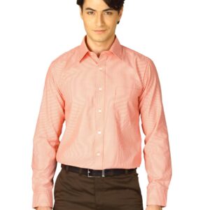 Mark Taylor Men Orange Striped Shirt
