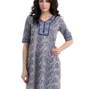 Myntra Women Grey Printed Kurta