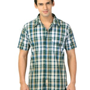 Basics Men Green Slim Fit Checked Shirt