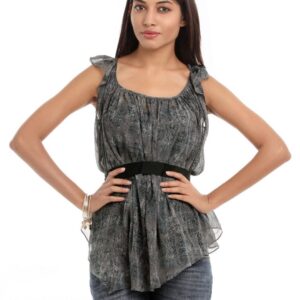Femella Women Grey Snake Printed Top