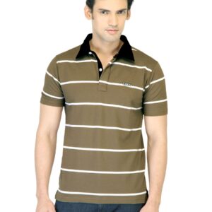 Locomotive Men Light Brown Striped T-shirt