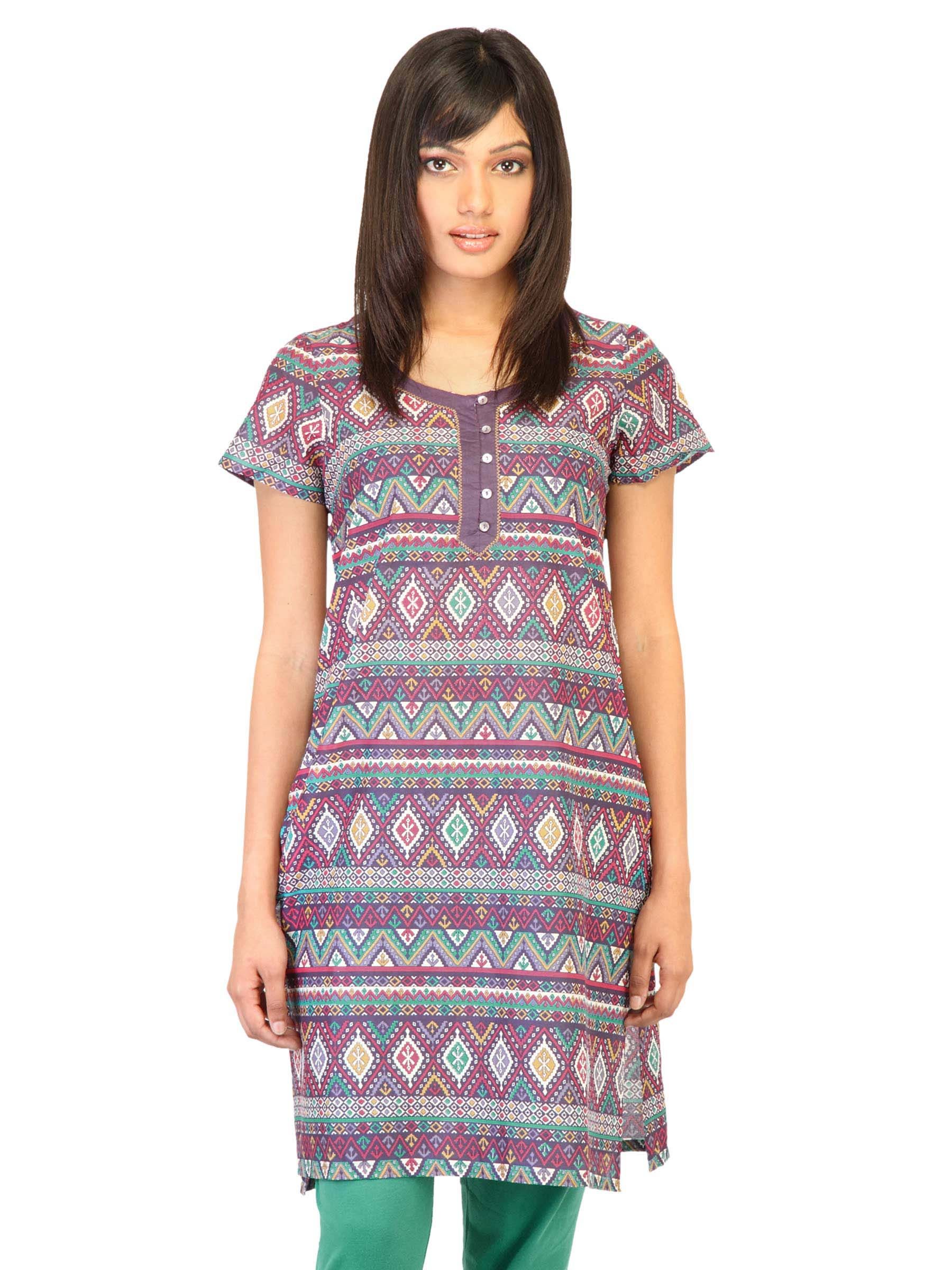 W Women Printed Purple Kurtas
