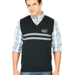 Spykar Men Stripes Black Sweaters