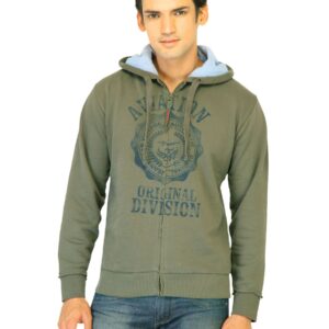 Flying Machine Men Printed Olive Sweatshirts
